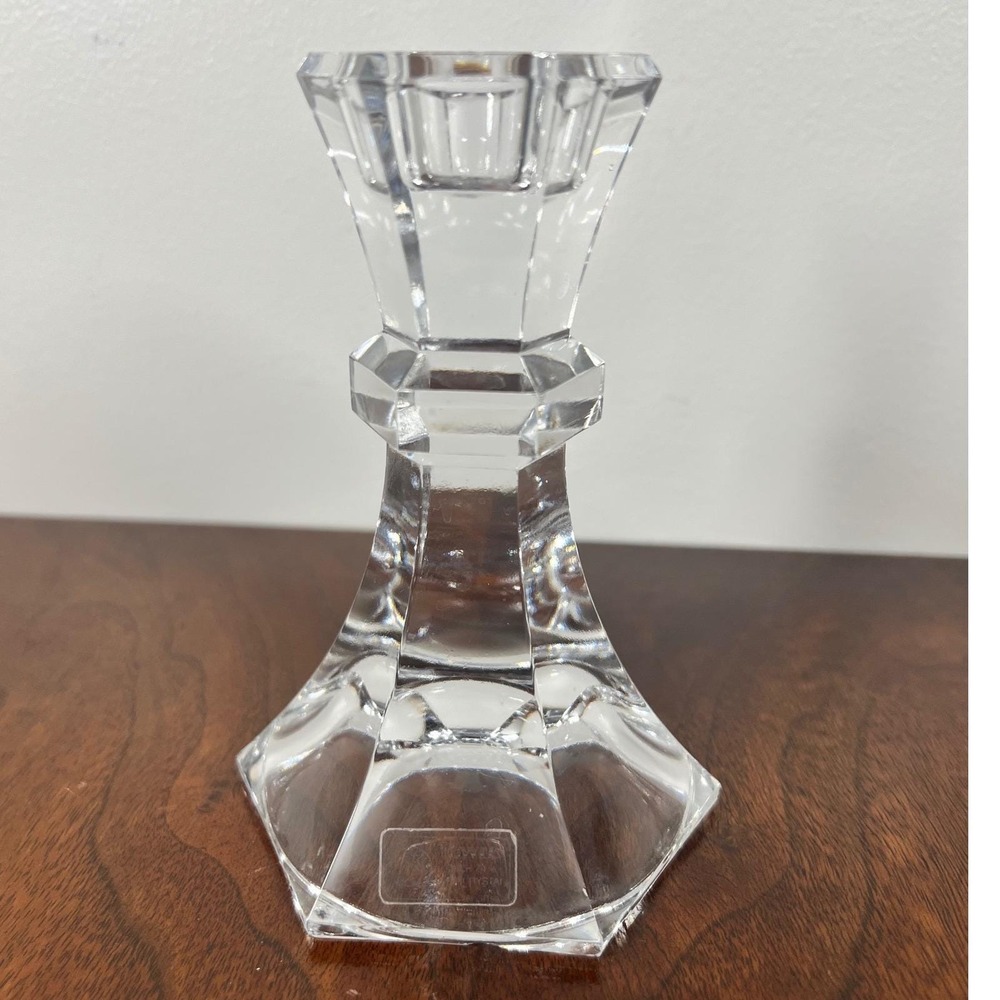 Towle 5" Lead Crystal Taper‎ Candle Holder - Geometric Clear Vintage Home Decor